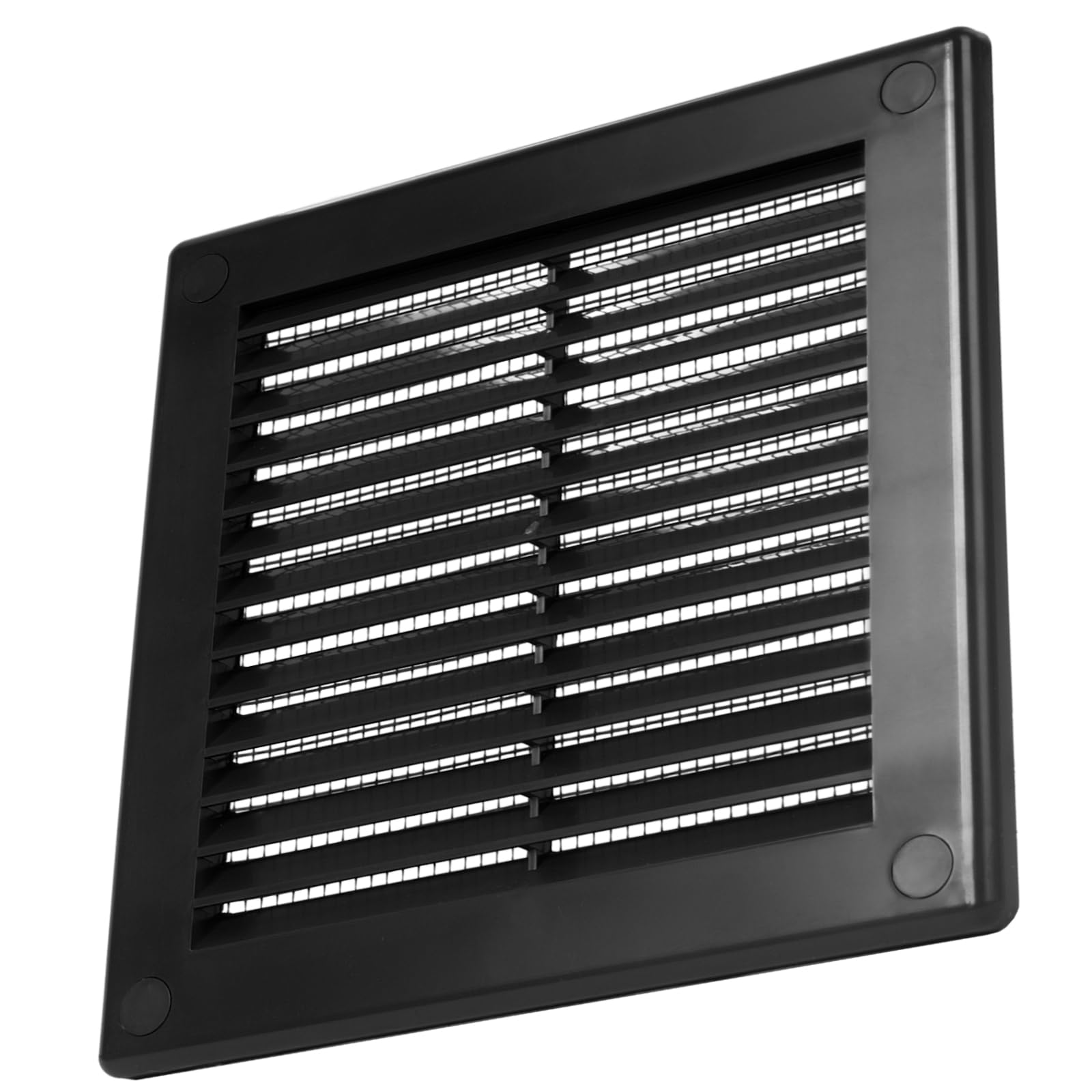 Vent Systems 4.5 x 4.5 pulgadas (dimensiones de apertura) – Paquete de 5 – Cubierta de ventilación de plástico negro Soffit – Rejilla de ventilación cuadrada plana – Deflector de ventilación – HVAC 6