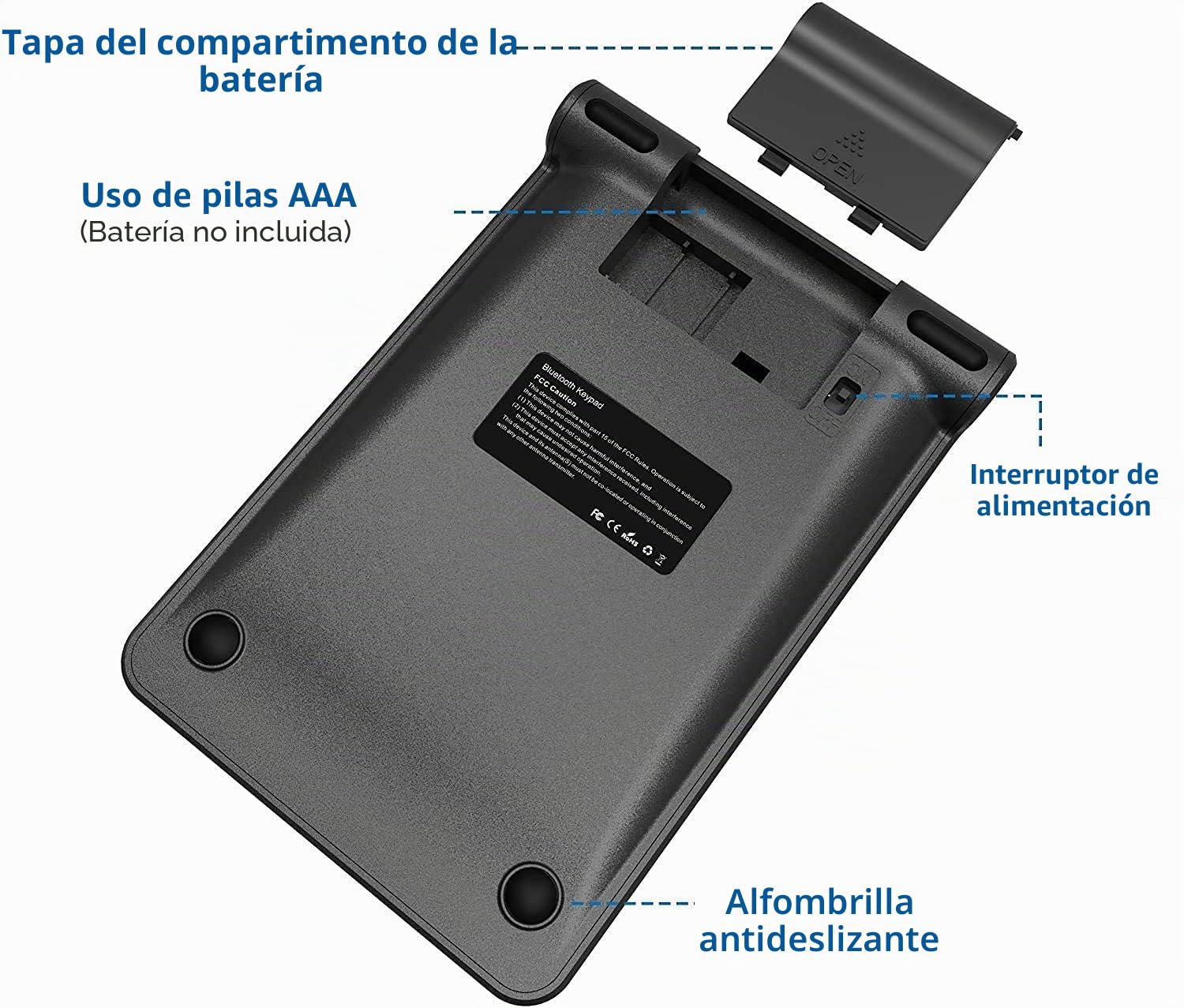 Teclado numérico inalámbrico Bluetooth, Teclado numérico 22 Teclas Bluetooth Extensiones de tecladopara Data Entry de Contabilidad financierapara Laptop, Escritorio, PC, Notebook