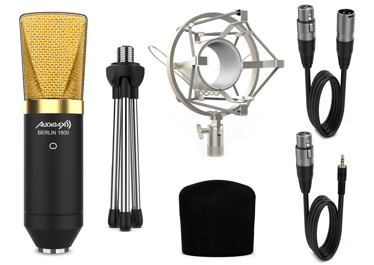 Audibax Berlin 1800 Gold Pack Micrófono Studio Gran Diafragma