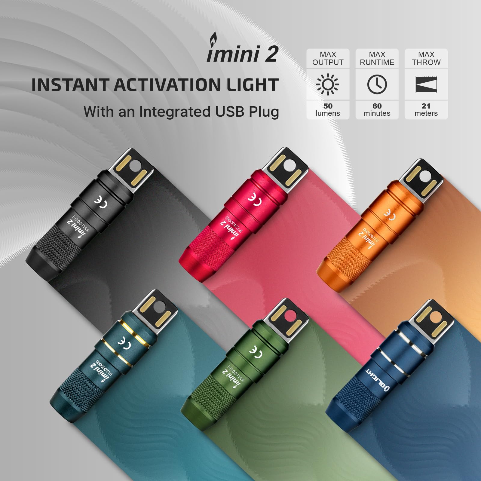 OLIGHT 2 Pack IMINI 2 Rechargeable EDC Keychain Flashlight Black