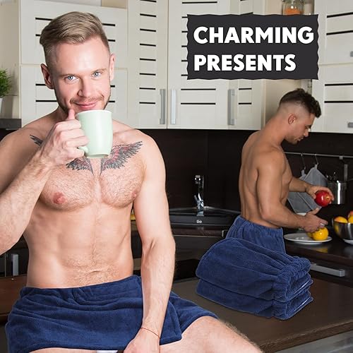 Miniatura 5 de Mixweer 4 piezas de toallas de baño para hombre, pantalones cortos, envoltura de ducha para hombres, 11.81 pulgadas, toalla con cierre para hombres,