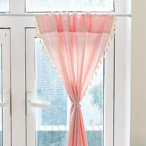 Miniatura 62 de Deeprove Cenefa Bohemia Blanca con Borlas para Decoración de Cocina y Cafetería, Cortinas Cortas de Algodón y Lino Crema Estilo Bohemio Rústico,