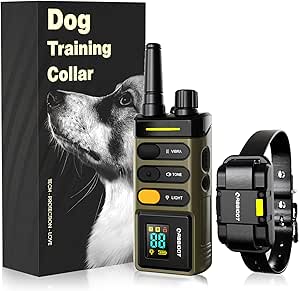 ABBIDOT Shock Collar - 5280FT Dog Training Collar with Remote, 2-Mode Stimulation, Constant Vibration, Tone, Night Light, Waterproof Rechargeble E Collar for Medium Large Dogs with Pocket Clip
