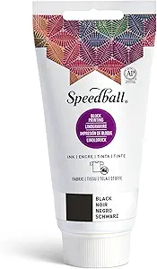 Speedball Fabric Block Printing Ink, 2.5 oz, Black, Non-Toxic Water-Miscible