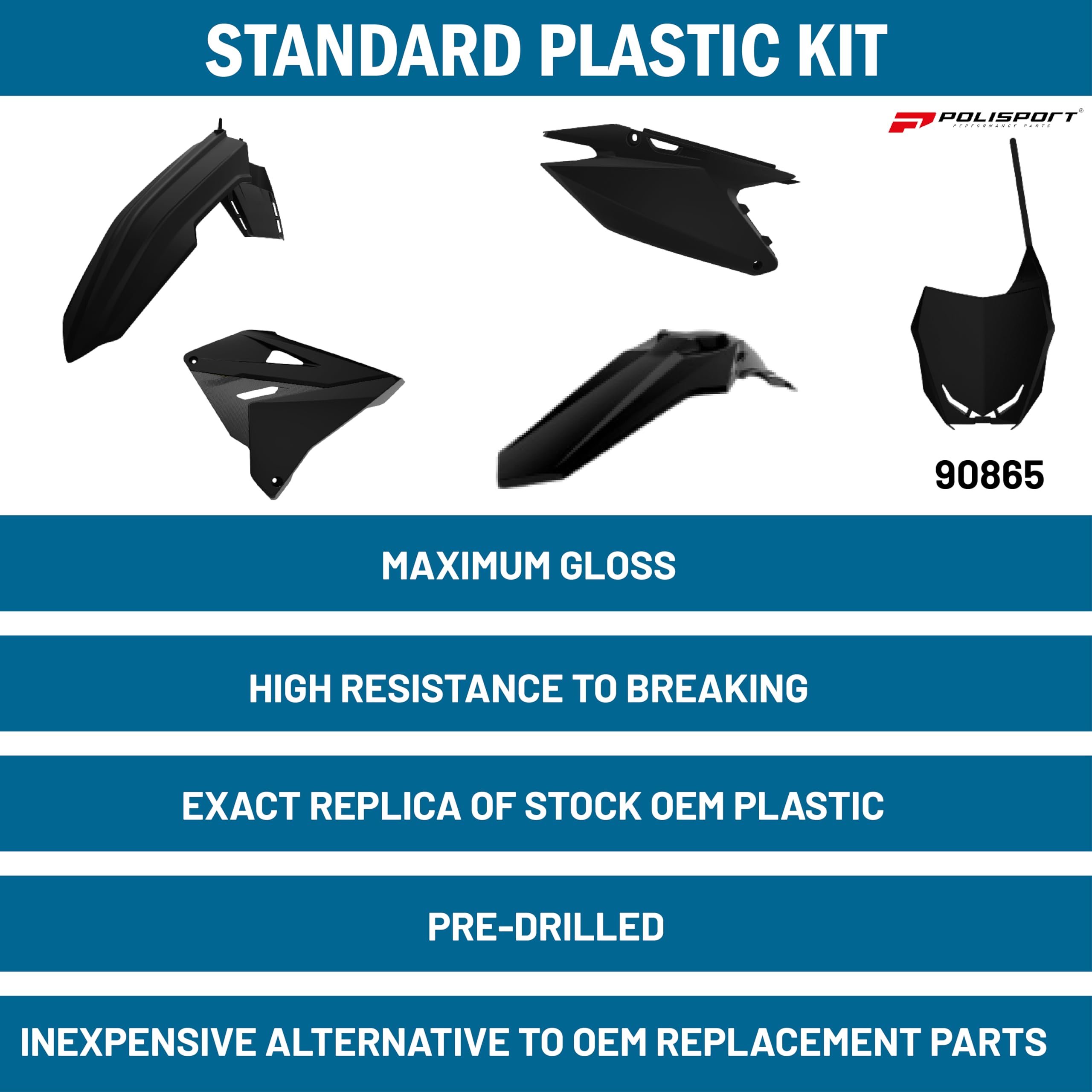 Polisport MX Restyling Plastic Kit For Suzuki RM 125/250 (2001-2008) - Black, Direct Bolt-On