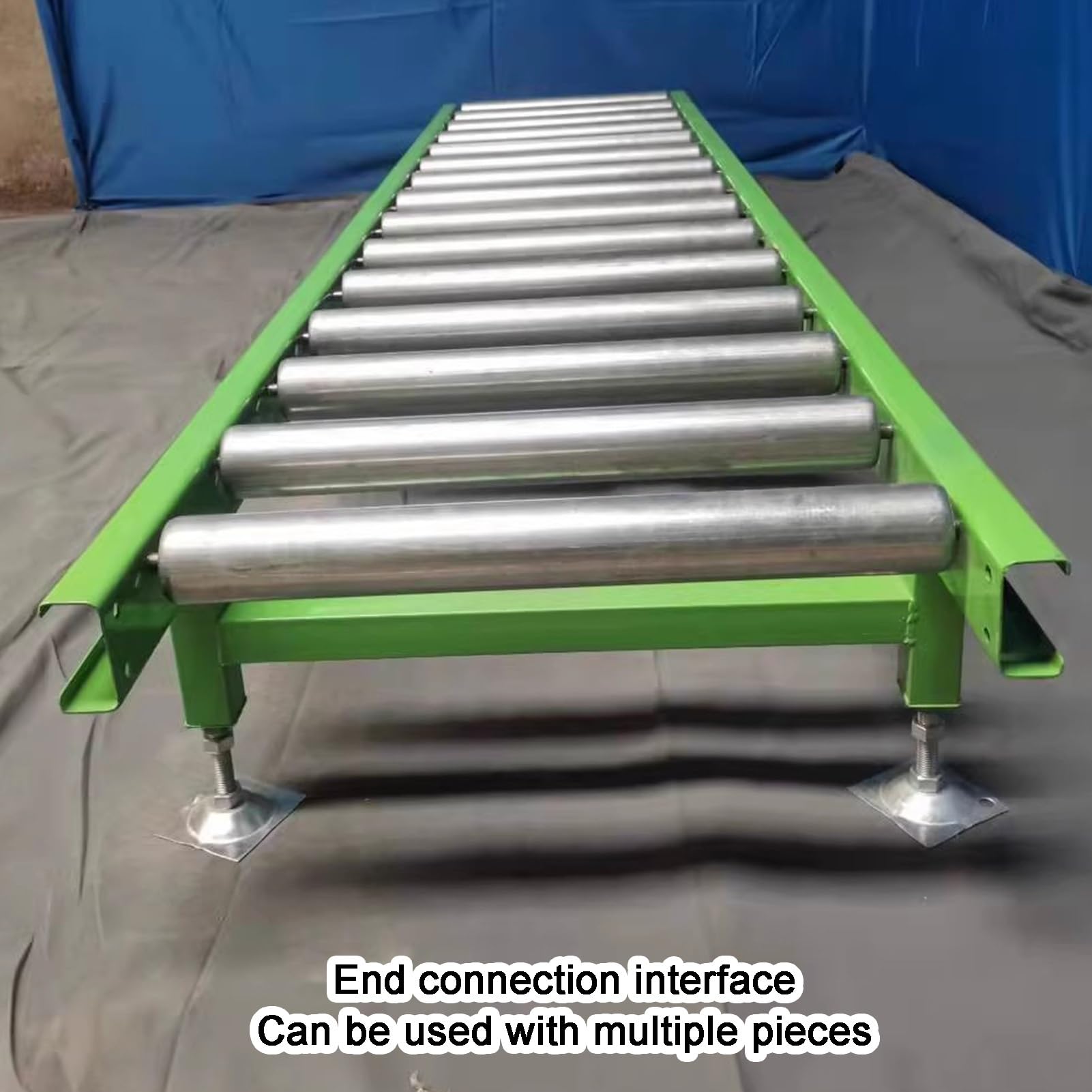 Rulli per trasportatori industriali leggeri - Giunzione non alimentata in acciaio zincato per magazzini e fabbriche - Sistema di scivolo per impieghi gravosi 150x60x30cm