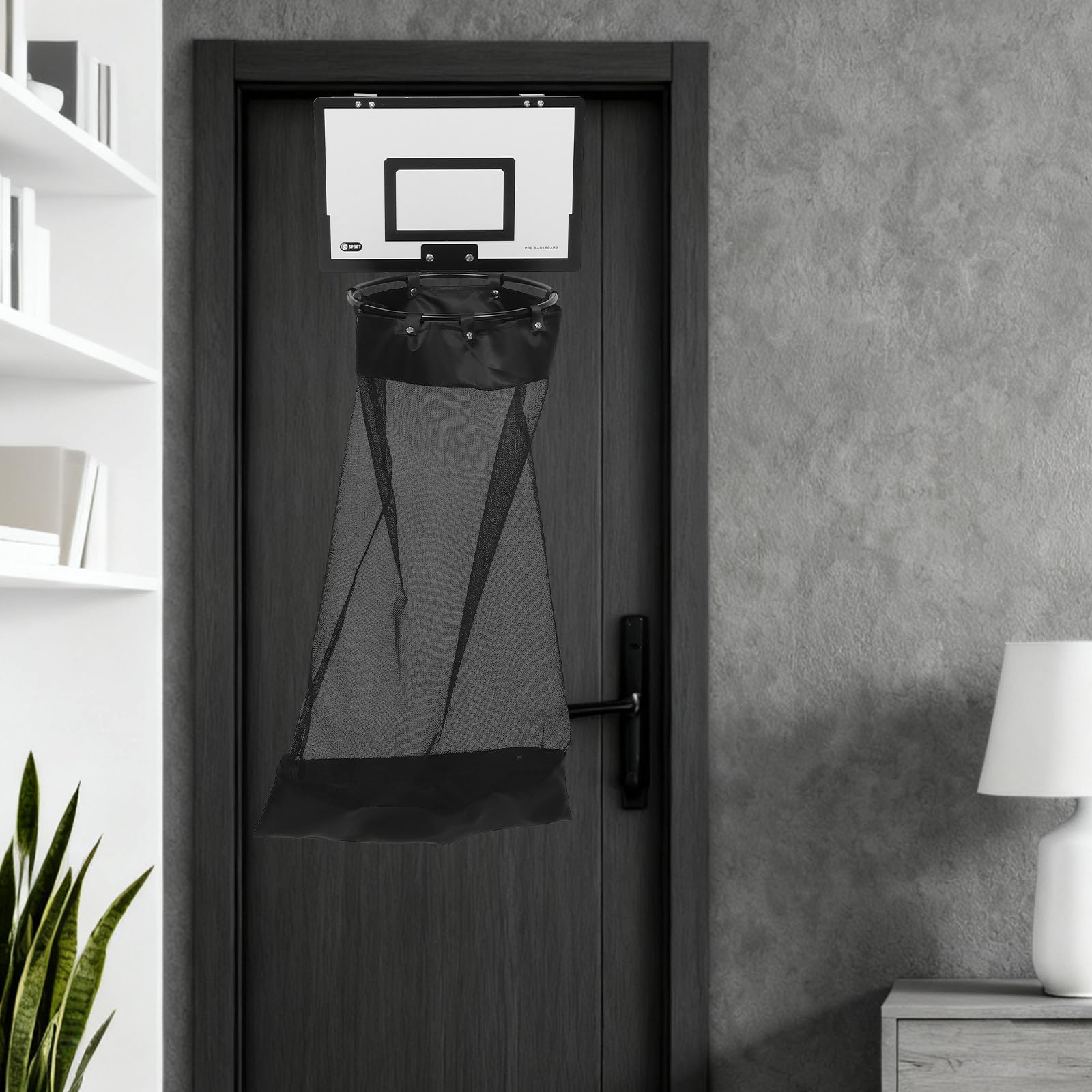 Basketball Wäschekorb für Tür, Platzsparend, Schwarz