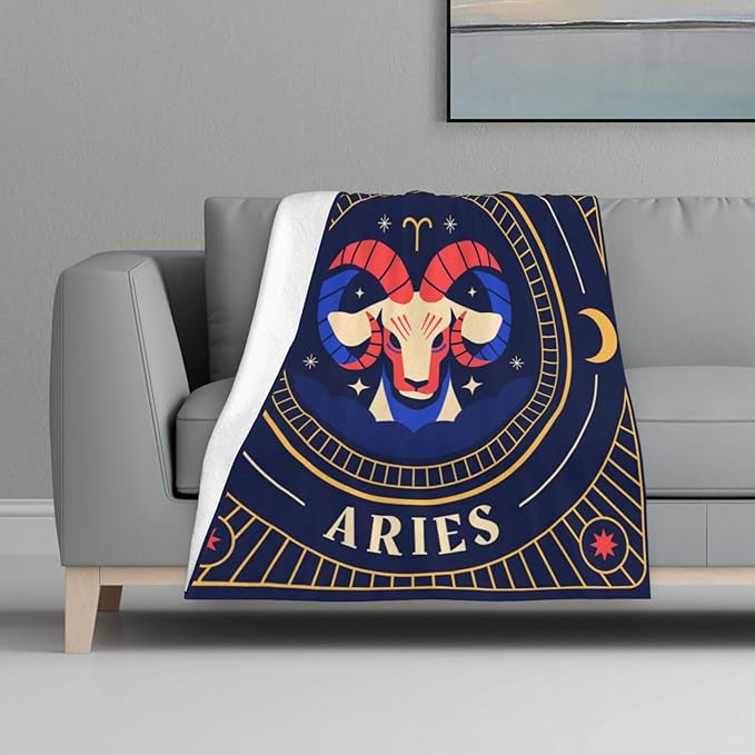 Constellation Zodiac Sign Aries Art Skin-Friendly, Breathable, Anti-Pilling, Cold-Proof and Warm Personalized Fashion Flannel Baby Blankets for Girls, Boys,Office,Bed Use 32x48in