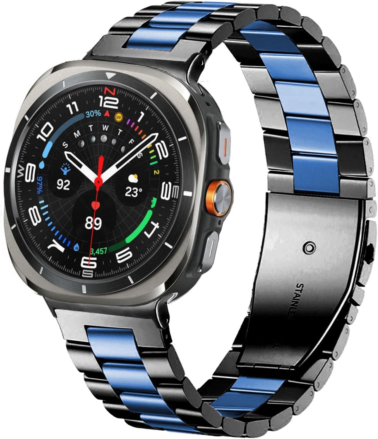 Watch Bands Compatible with Samsung Galaxy Watch Ultra 47mm 2025/2024, No Gap Solid Stainless Steel Metal Band Reolacement Strap for Galaxy Watch Ultra 2 / Ultra 47mm Women Men