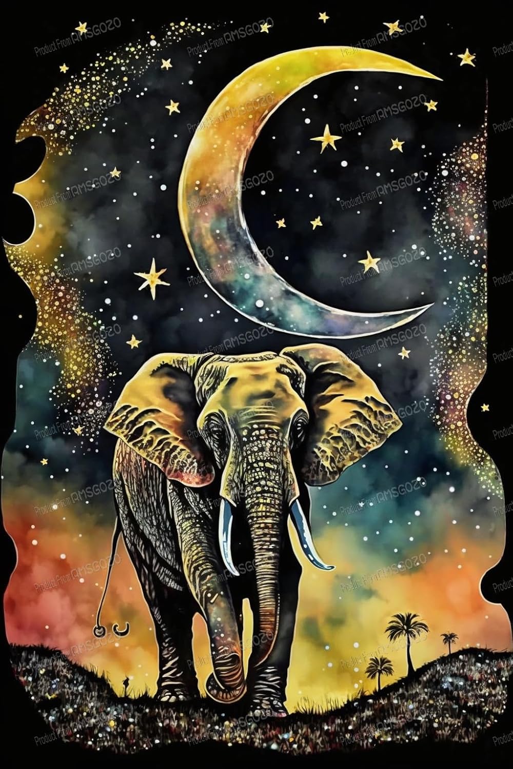 RMSGOZO 20 X 20 Inch Starry Night Elephant Diamond Painting Kits for Adults - 5D Animal Diamond Painting, Fine Full Drill Crystal Rhinestone Diamond Art Craft, for Home Decor Wall Decor