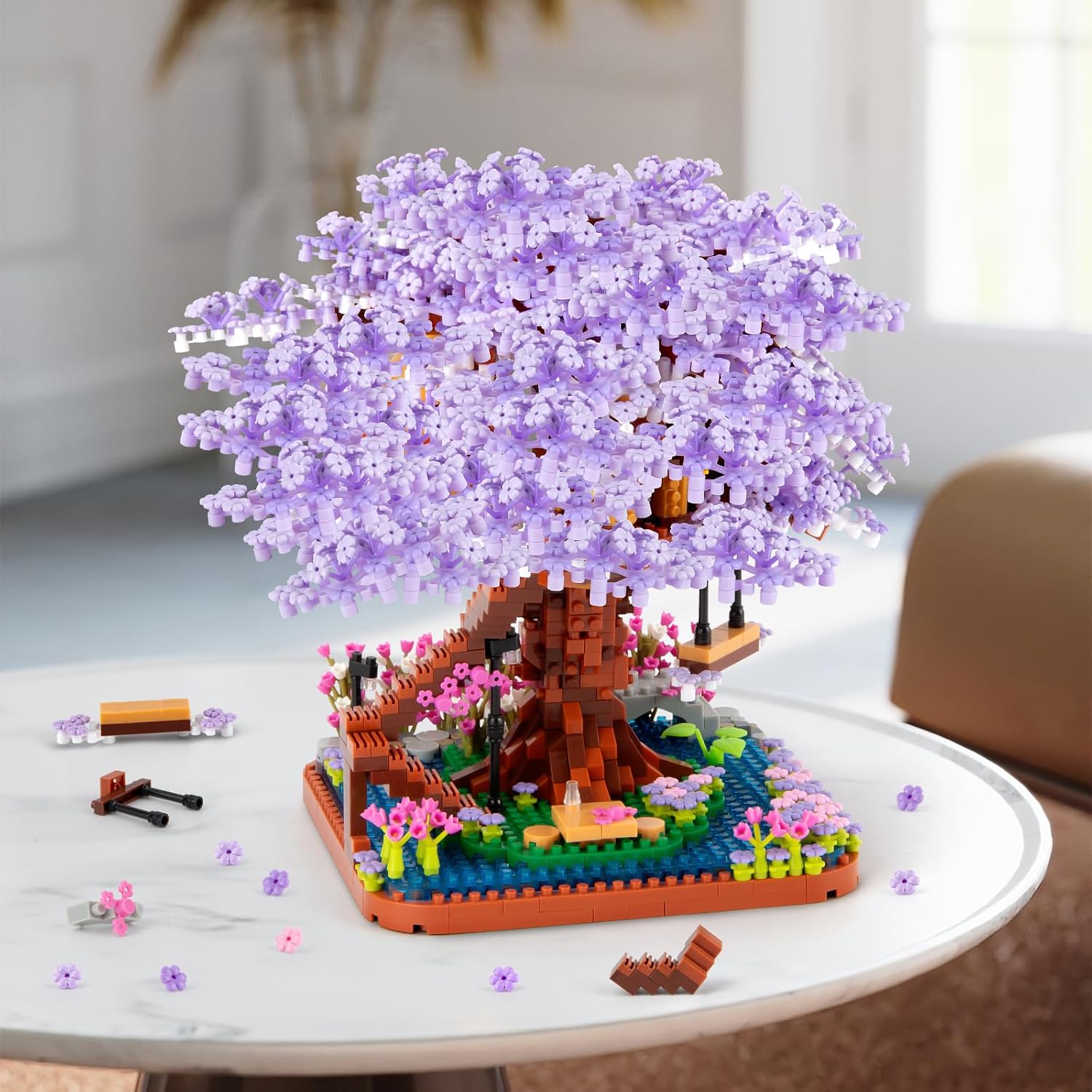 HIGH GODO Cherry Blossom Bonsai Tree Micro Building Set, Japanese Sakura Tree House Model Sets, Flowers House Mini Bricks Building Kit, Creative Toys for Teens Adults 14+ (2200PCS)