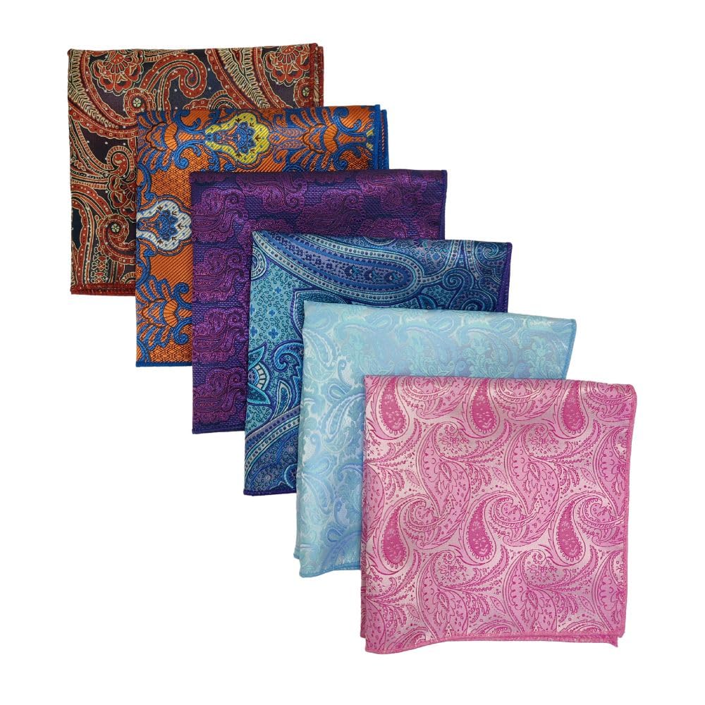 6 Piece Combo Men's Pocket Square Set - Perfect for Weddings and Gifts For Men