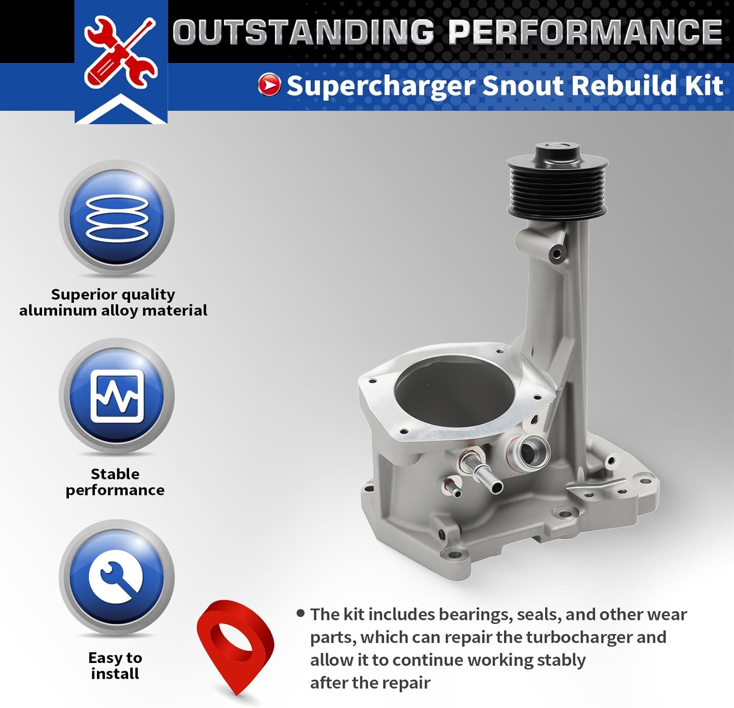 LR088564 LR058080 Supercharger Snout Rebuild Kit 5.0L Compatible with XJ XKR XFR 2010-2013 XF 2010-2015 XFR-S 2013 XKR-S 2012 2013 Range 2010-2013 C2D38554