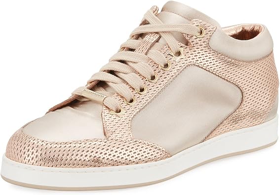 JIMMY CHOO Miami Metallic Leather/Satin Sneakers 41