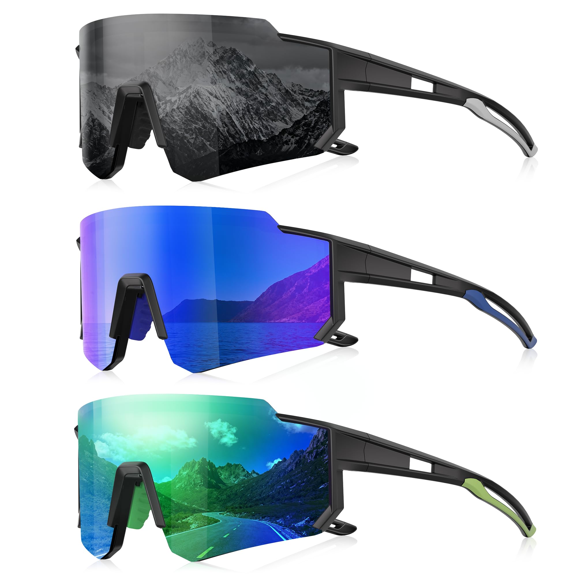 Occhiali da sole sportivi polarizzati uomo donna TR90 occhiali da sole leggeri protezione UV per ciclismo, corsa