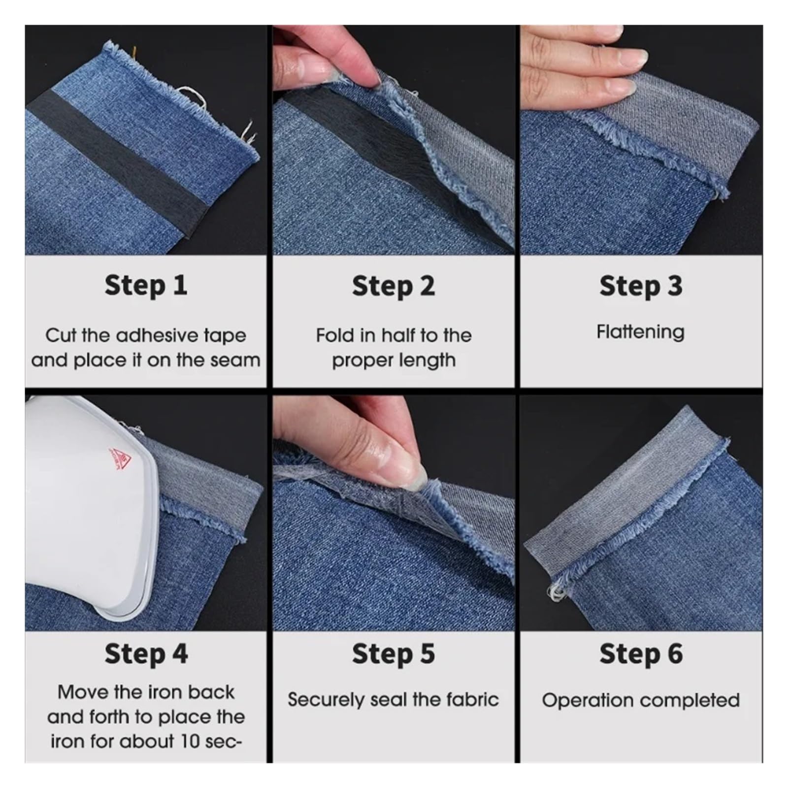 Säumband Bügelband zum Bügeln, 60M Hosen Selbstklebendes Kantenkürzklebeband DIY Jean Kleidung Länge kürzen Werkzeuge for Haushalt Nähzubehör Saumband(White,2cmx60m)