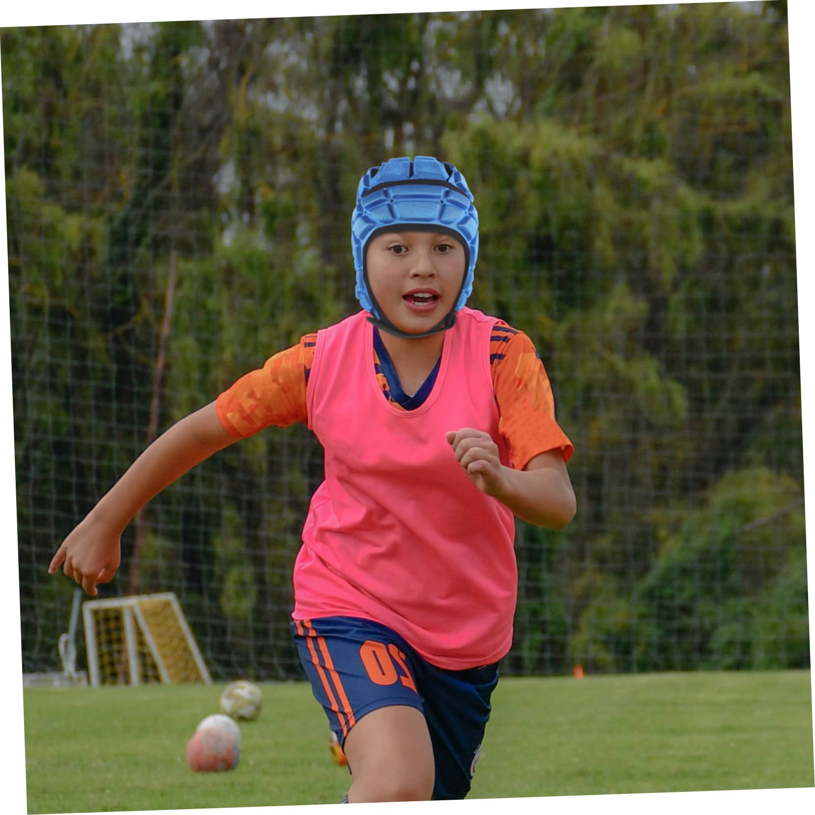 Yardwe 3 Casco Sportivo per Protezione Eva per Calcio Rugby Facile Riporre Adatto per Anni Blu