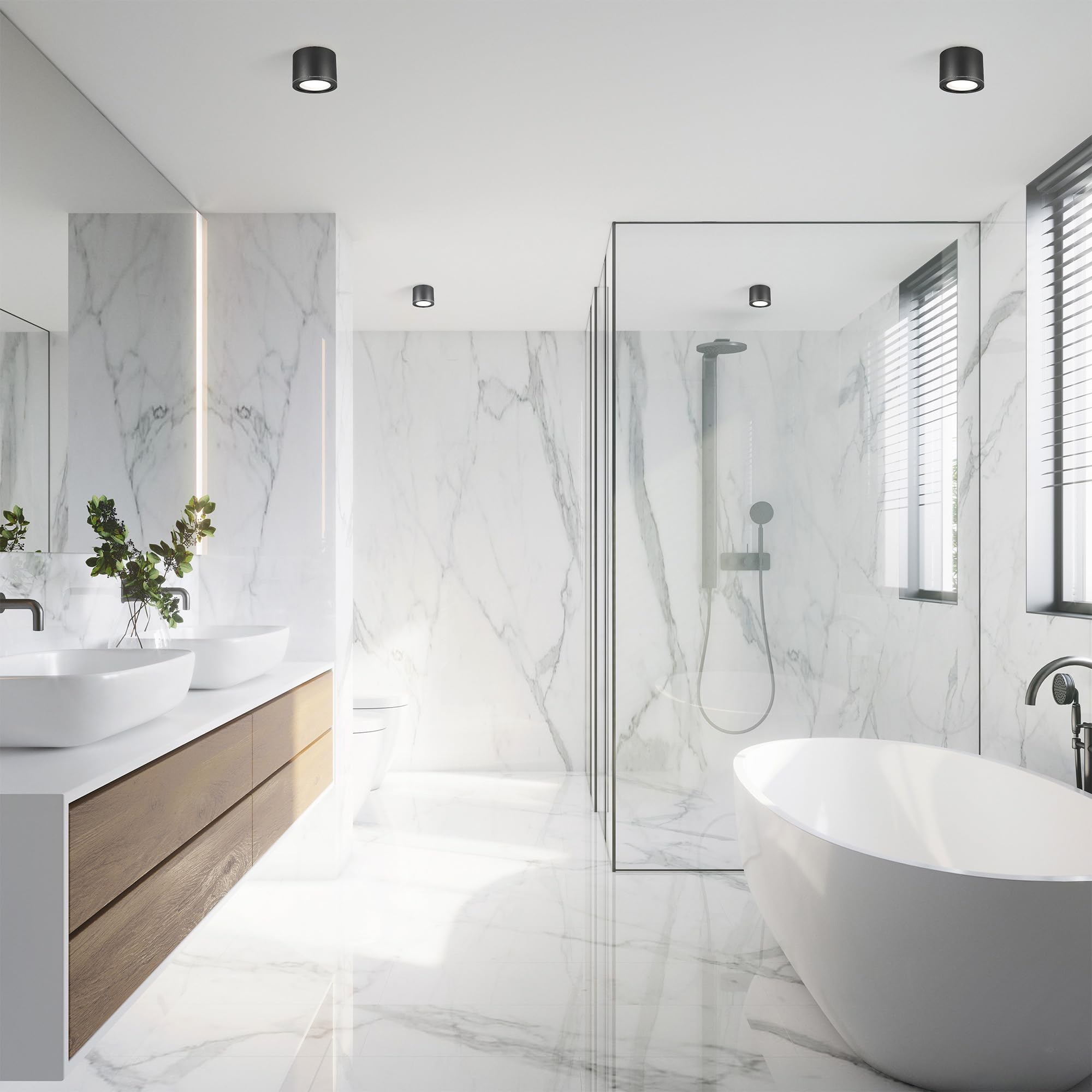 EDO Foco de Techo Superficie IP54 Exterior/Interior UMA Antracita Impermeable 230V - Ø90*60mm Moderna Lámpara de Techo Redonda de Aluminio Baño, Cocina Iluminación, Sin Fuente de Luz GX53