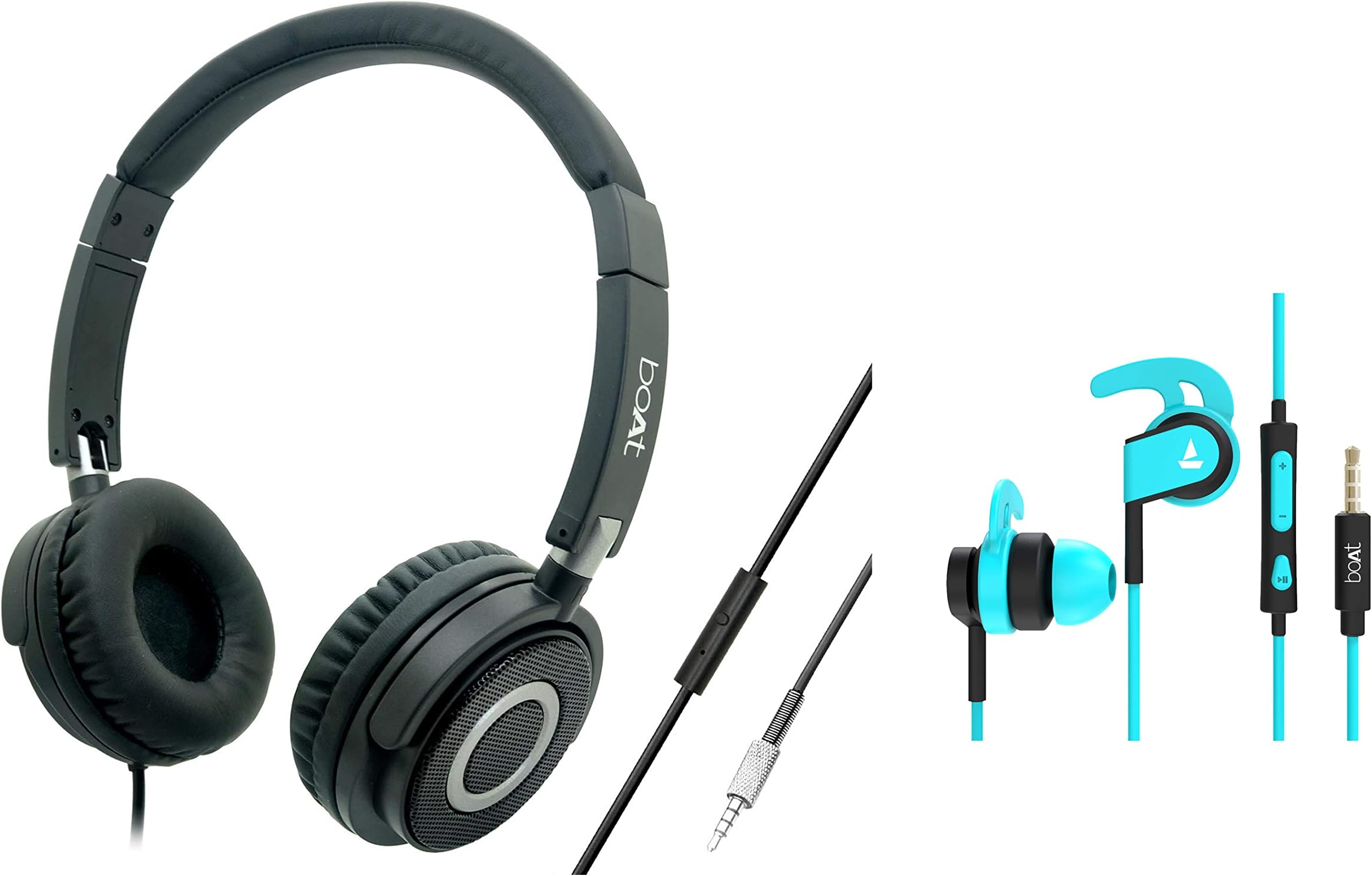 boAt Bassheads 900 Wired On Ear Headphones with Mic (Carbon Black