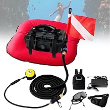 Electric Diving Respirator, Scuba Diving Respirators, Underwater Breathing Diving Compressor, Fully waterproof design, 60-70Min Endurance, for Scuba Diving. Red-1Battery