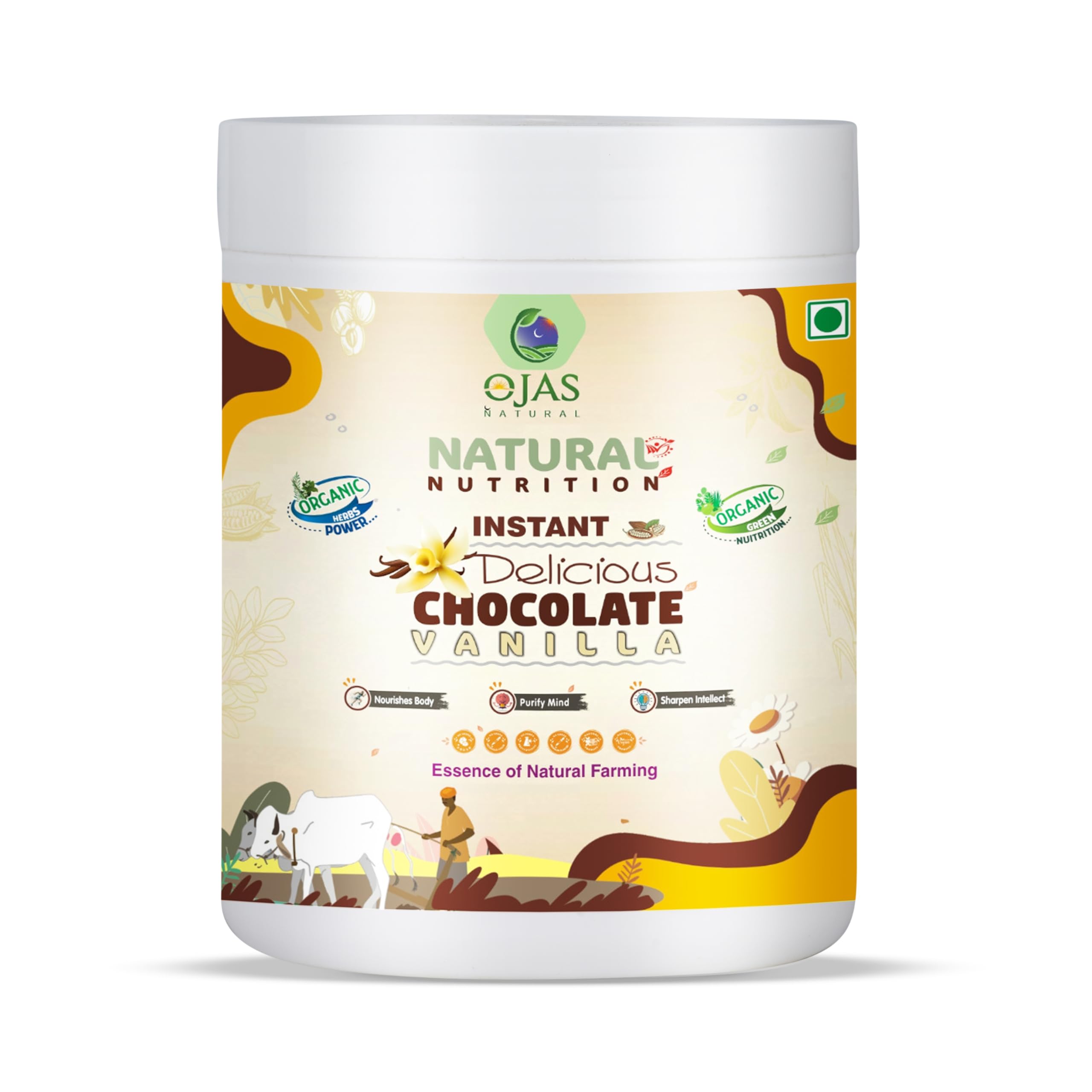 OJAVEDA by OJAS NATURALS Chocolate Vanilla Mix with Green Nutrition: Premium Instant Beverage for Health and Wellness (100 GM)-image-7
