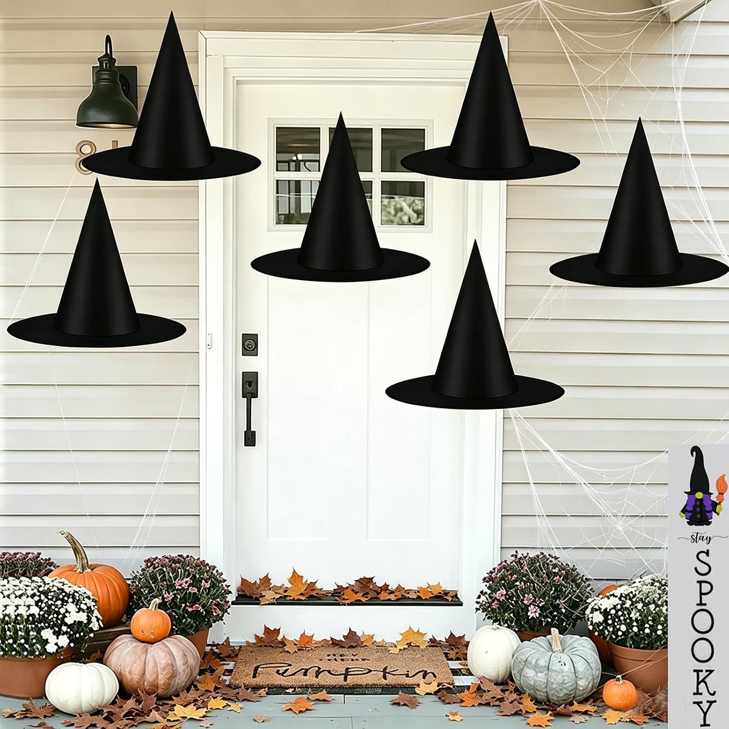 CESOF 6 Pcs Witch Hat Halloween Decorations Hanging Floating Witches Hats