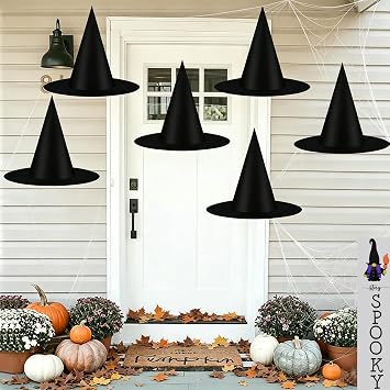 CESOF 6 Pcs Witch Hat Halloween Decorations Hanging Floating Witches Hats