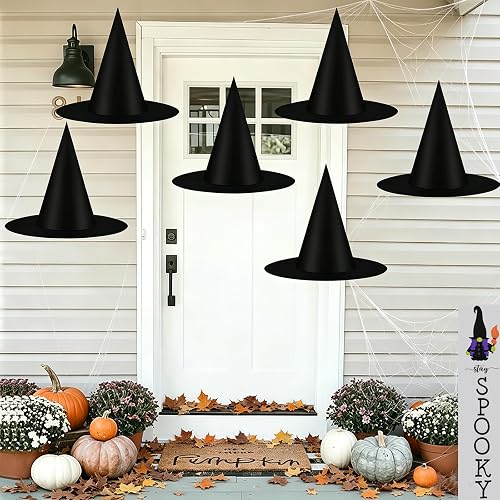CESOF 6 Pcs Witch Hat Halloween Decorations Hanging Floating Witches