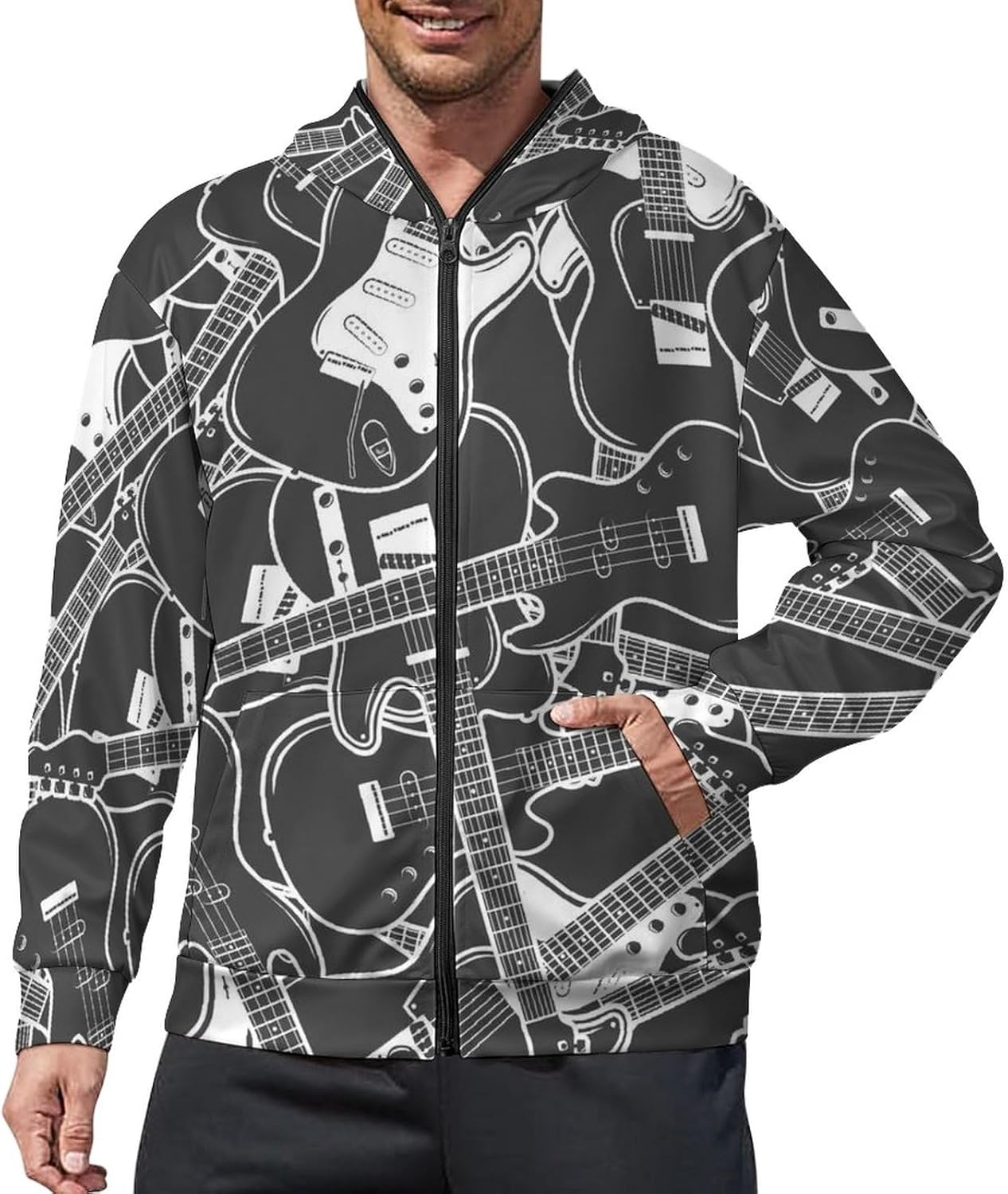 Jackson Guitars Hoody Unisex Ptinted Hoodies Long Sleeve Men's Hooded with Pocket Black S