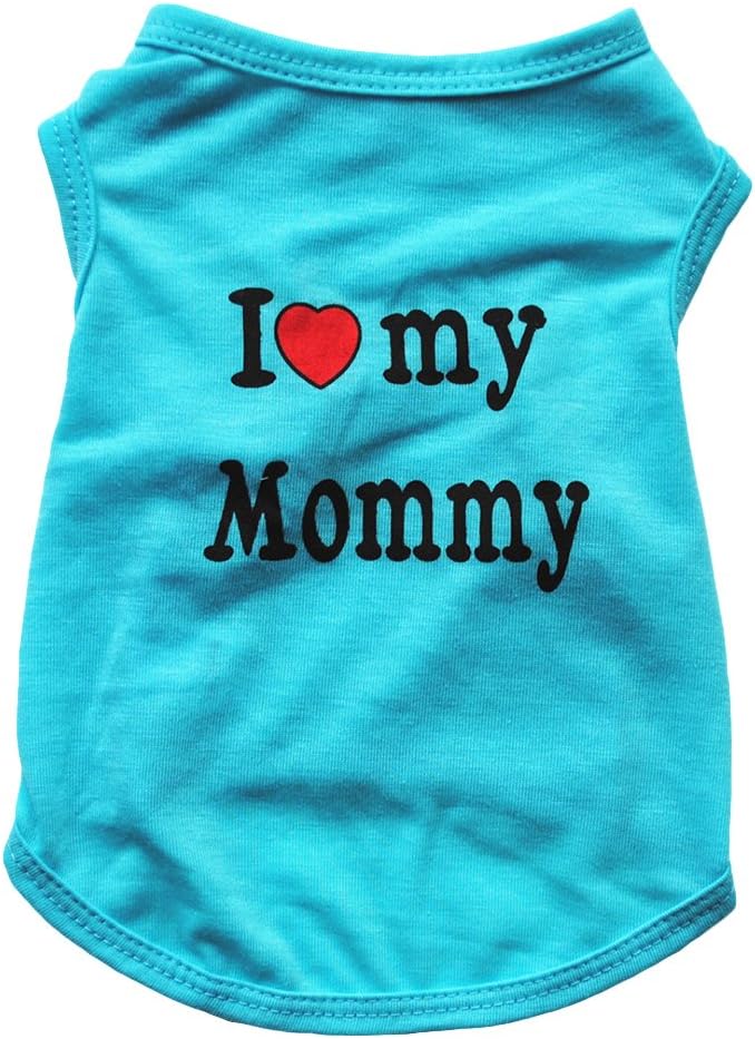 Floralby I Love My Daddy Mommy Puppy Small Dogs Vest T-Shirt Cotton Summer Sleeveless Tank Top Pet Apparel Clothes
