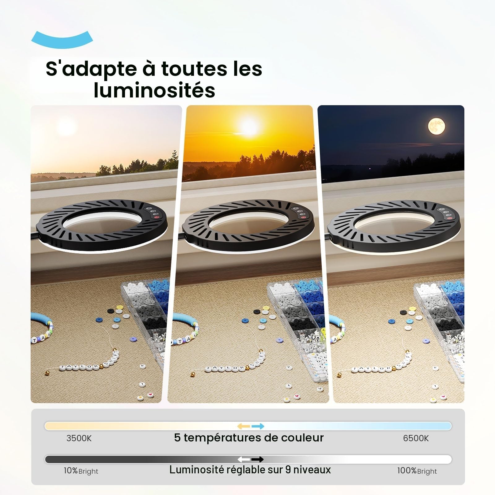 ARTDOT 10X Lampe Loupe sur Pied, 144 LED Lampe de Bureau avec 5 Températures Couleur et 9 Niveaux Luminosité pour Diamond Painting Accessoires Lecture Bijoutier