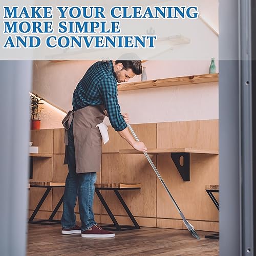 Miniatura 6 de Nosiny Juego de 6 escobas y recogedor con mango de 48 pulgadas de largo con recogedor de pie, juego combinado de gran tamaño y escoba rígida para