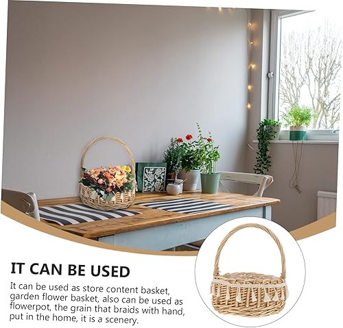 Miniatura 8 de CIYODO 1pc Willow Flowers Seagrass Storage Baskets Woven Storage Baskets Candy Containers for Gifts Wedding Flower Baskets Seagrass Basket Woven