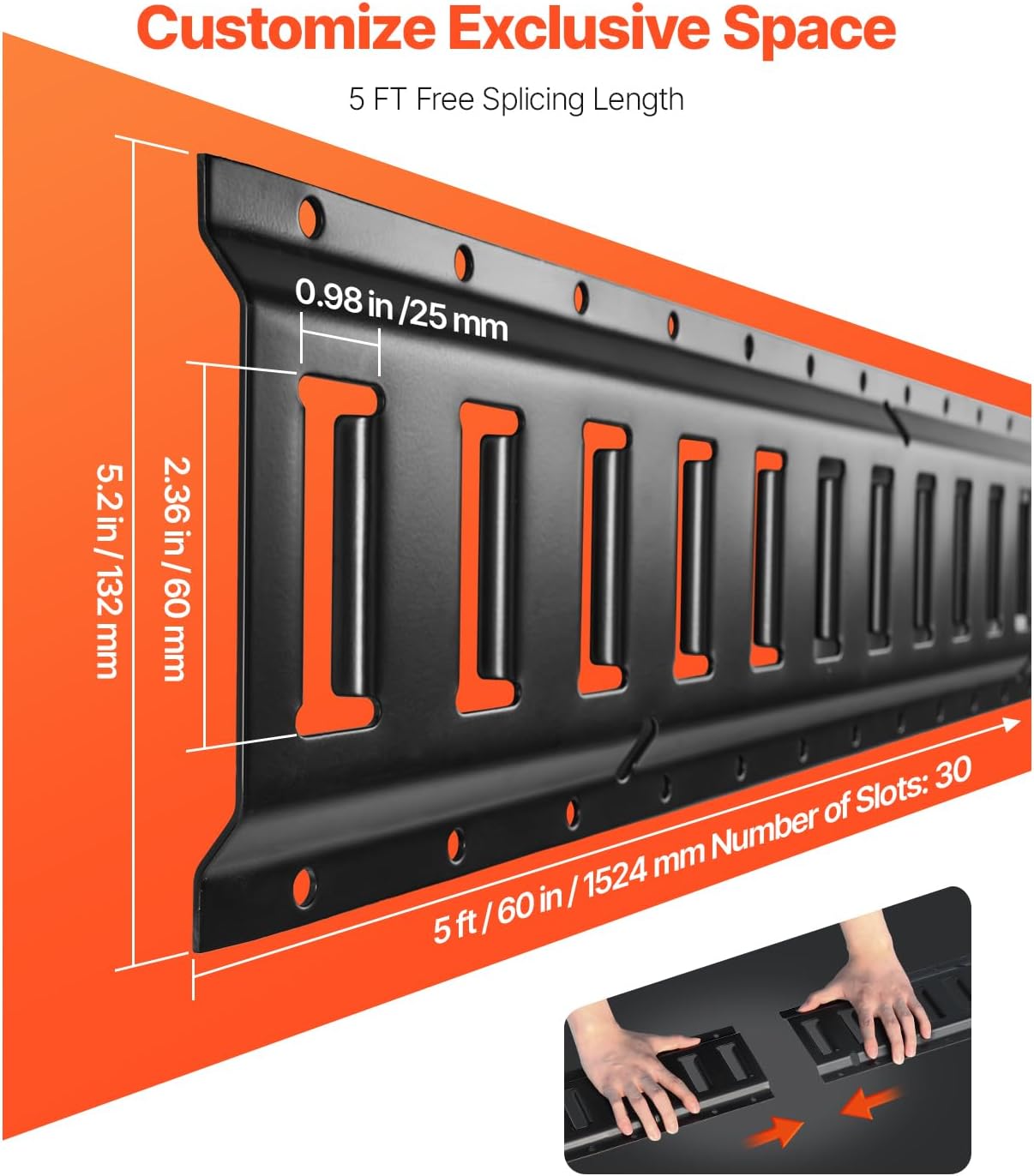 VEVOR E Track Tie Down Rail Kit, 5' Steel Rails, 4 Pack, Secure Cargo & Heavy Loads Up to 2000 lbs, Heavy Duty Etrack Rails with Screws for Garages, Vans, Trailers, Motorcycle Tie Downs, ATV Mountings