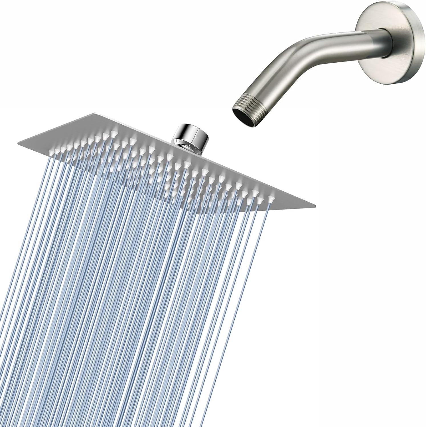 Voolan 8'' Rain Shower Head with 6'' Shower Arm, Stainless Steel High Pressure Rainfall Shower