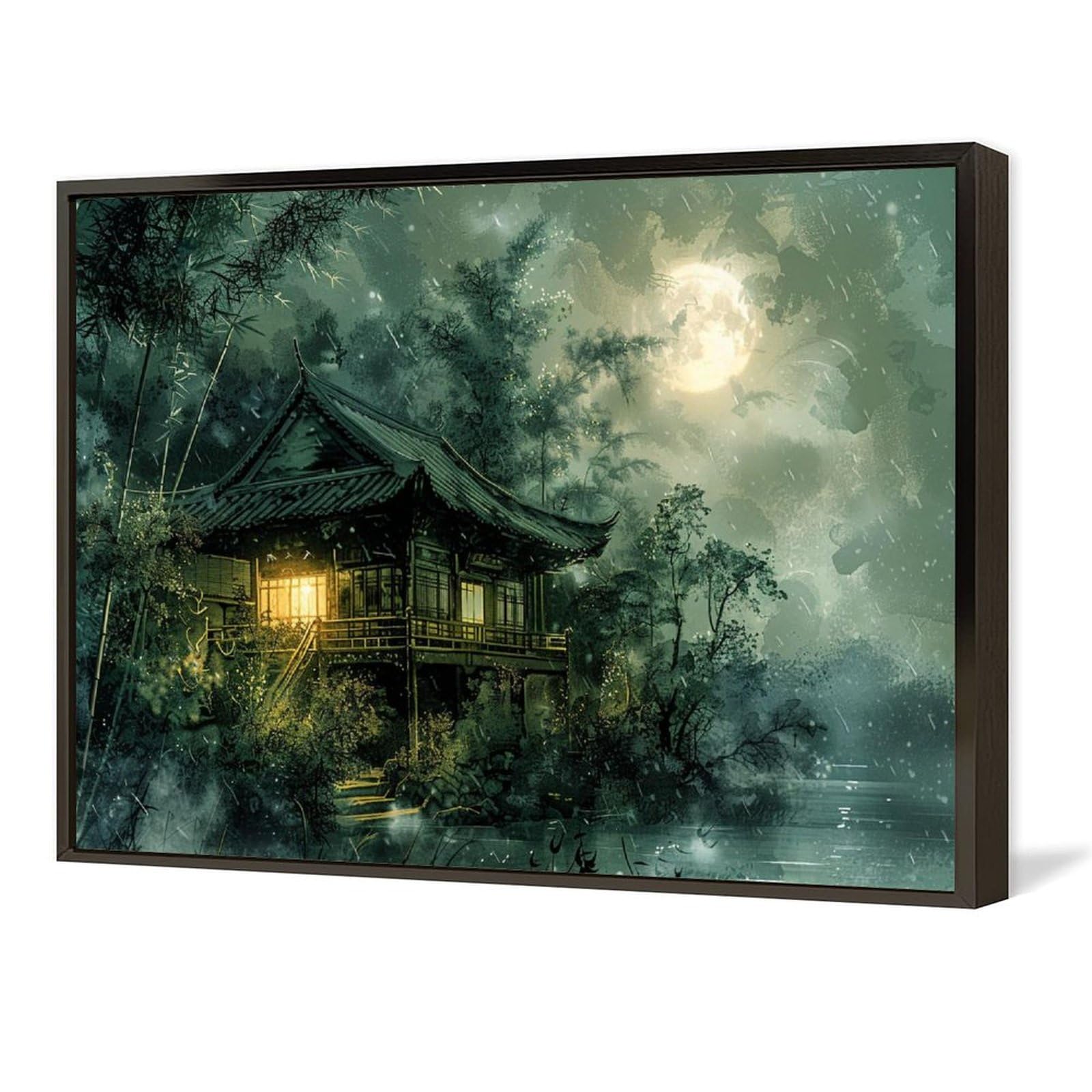 Amazon.co.jp: 絵画 雨の夜の竹林インテリア 絵画 美しい自然の風景