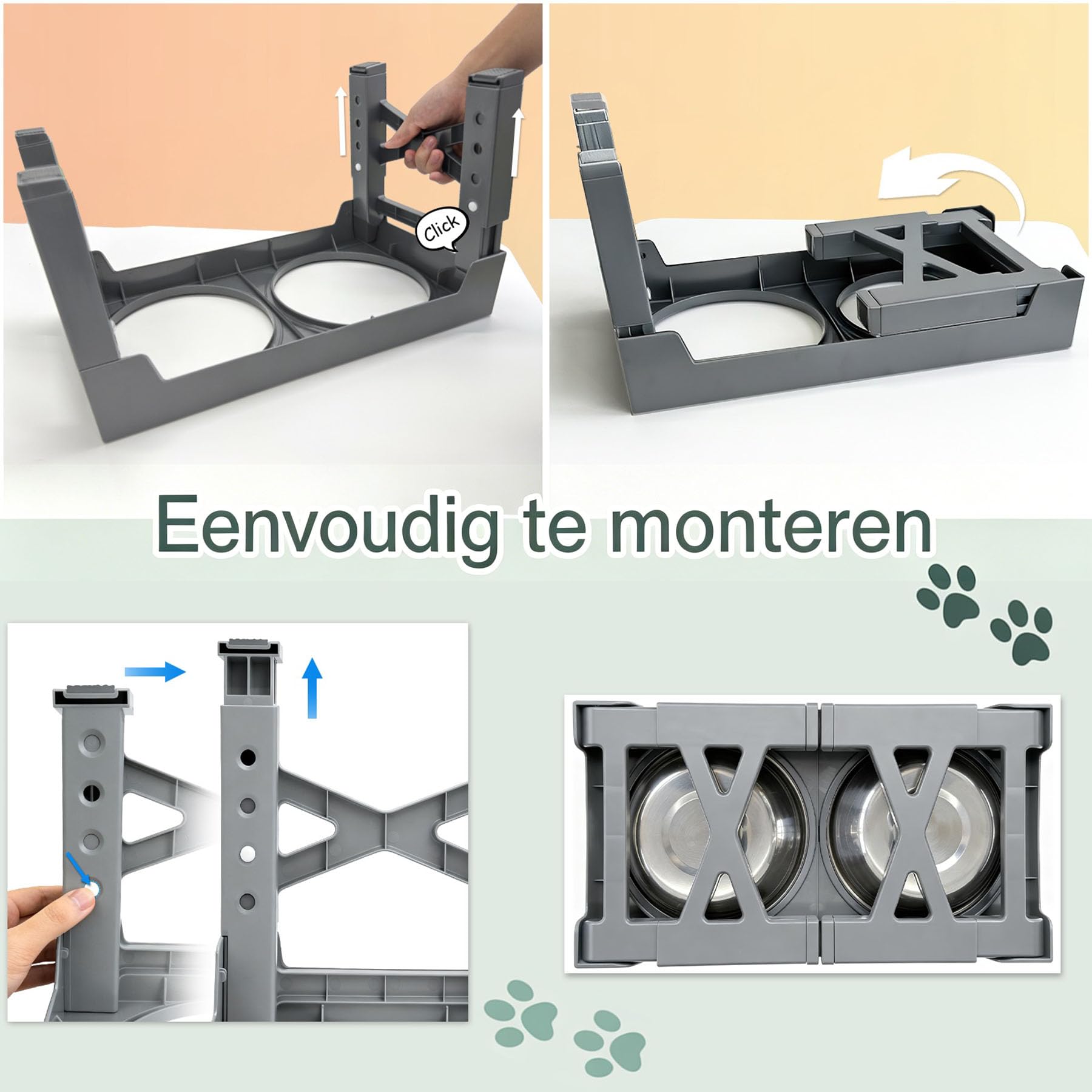 Gamelles surélevées pour Chiens, avec gamelle à Alimentation Lente réglable sur 5 hauteurs (8 cm, 22 cm, 25 cm, 28 cm, 31 cm) pour Chiens de Petite, Moyenne et Grande Taille