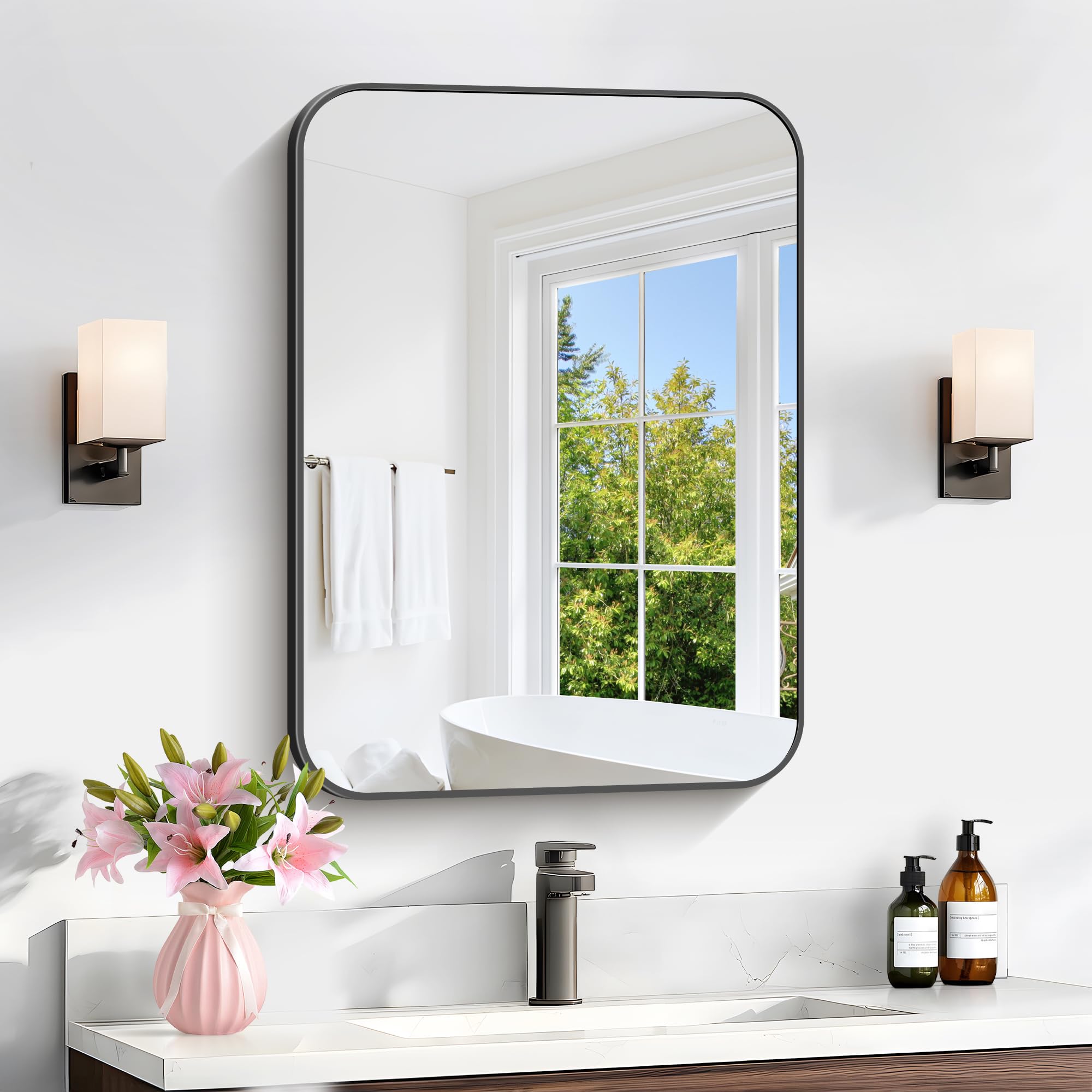 CIVENO 18x24 Inch Black Rectangle Mirror