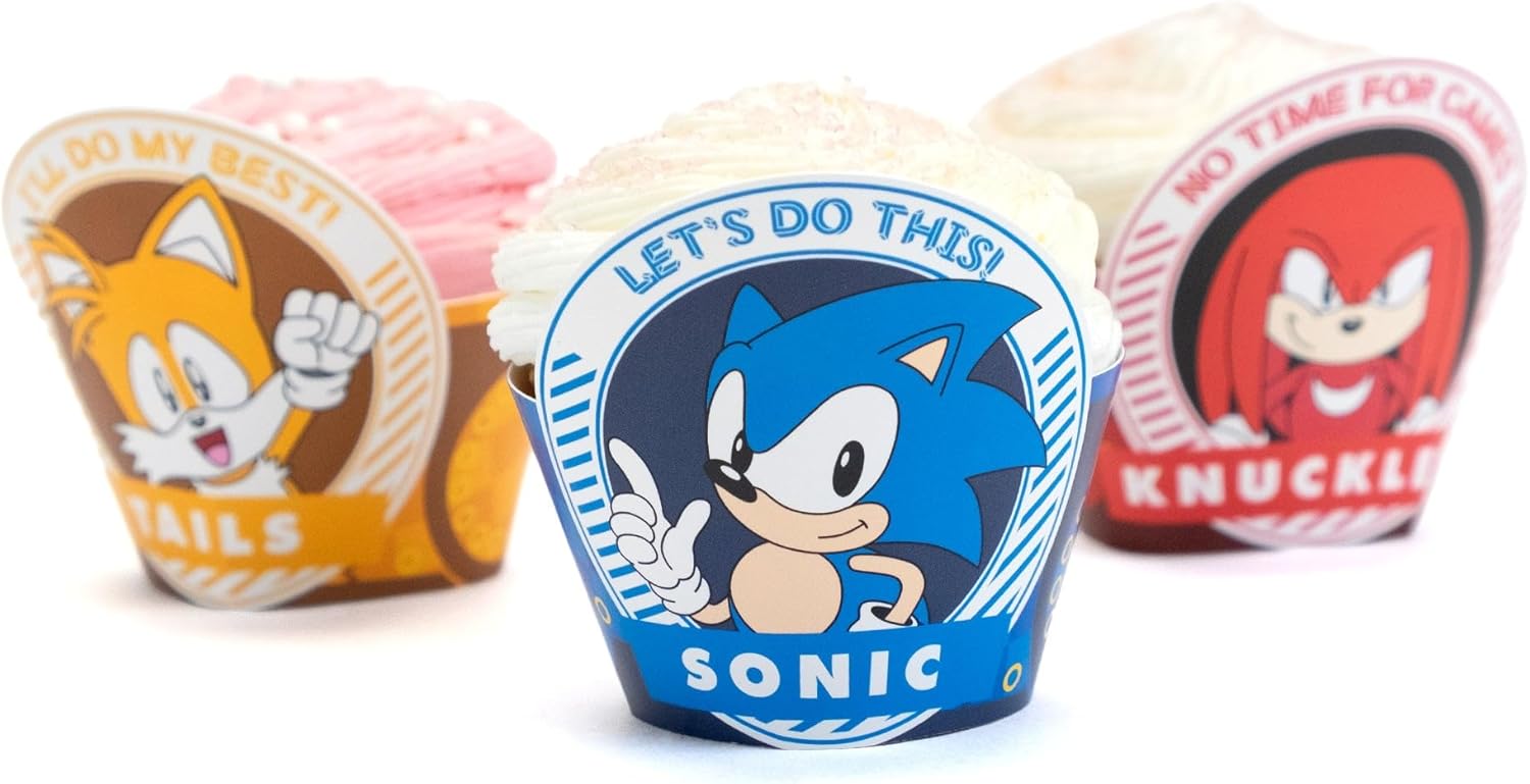 Prime Party Sonic the Hedgehog Cupcake Wrappers - 12 Pack | Official Licensed Birthday Decorations