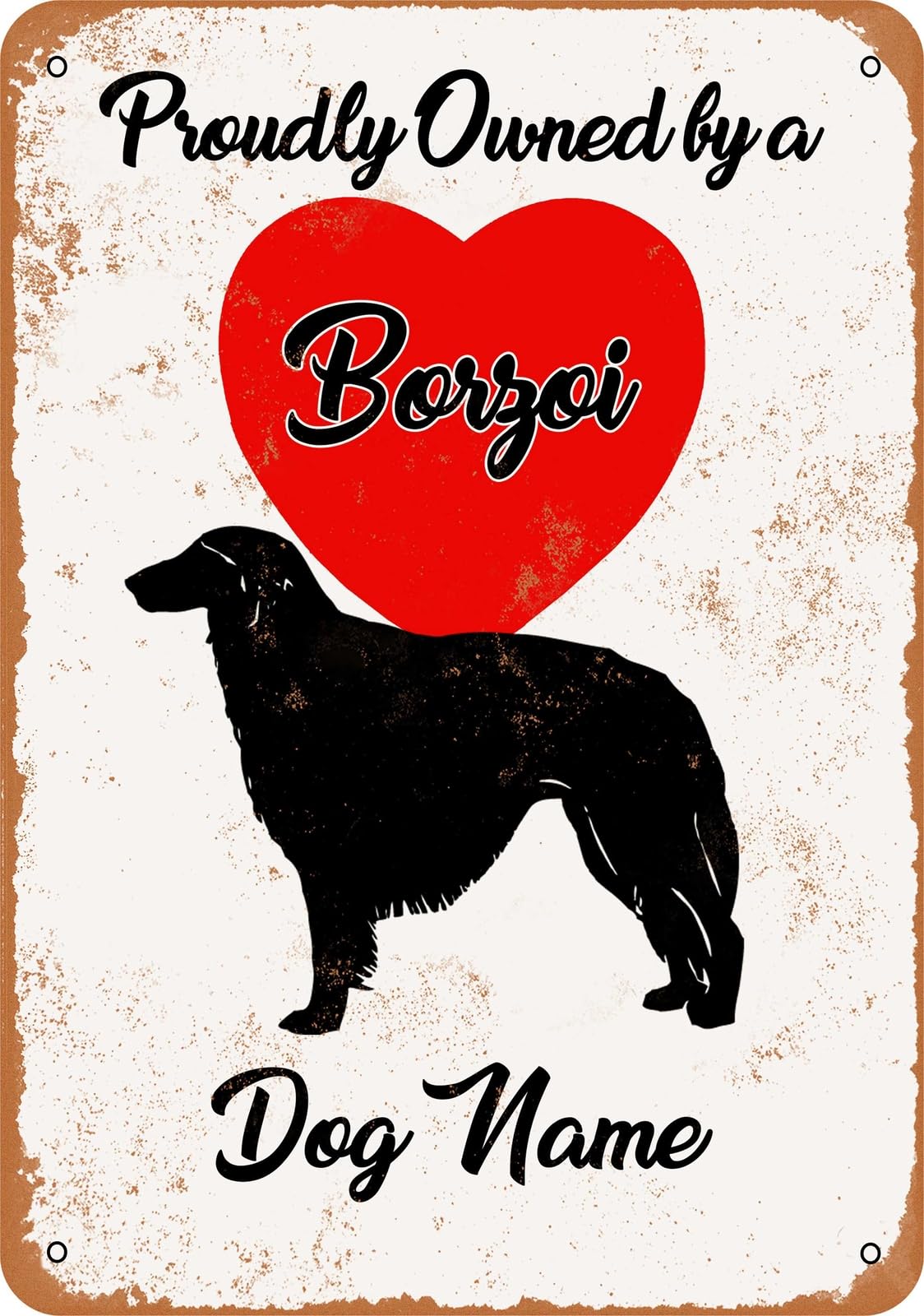 Metal Sign - CUSTOM DOG NAME - Borzoi - Vintage Look home decor