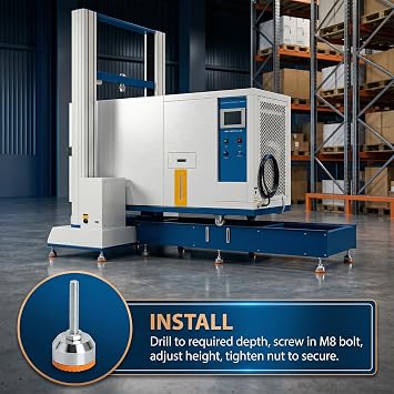 4-Pack Heavy Duty Machine Feet, Height-Adjustable Feet with Threaded Shanks & Rubber Buffers, Adjustable Leveling Feet M8 × 66mm Ø40mm for Workbenches Furniture Machines Tables Office and Industrial