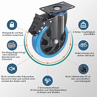 RRIUTO 125mm Forgókerék Fékes Görgő 800kg Teherbírás Bútor Szállítókerék 2