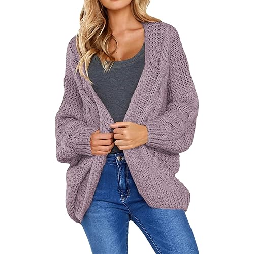 Astylish Womens 2023 Open Front Long Sleeve Chunky Knit Cardigan Sweaters Loose Outwear Coat