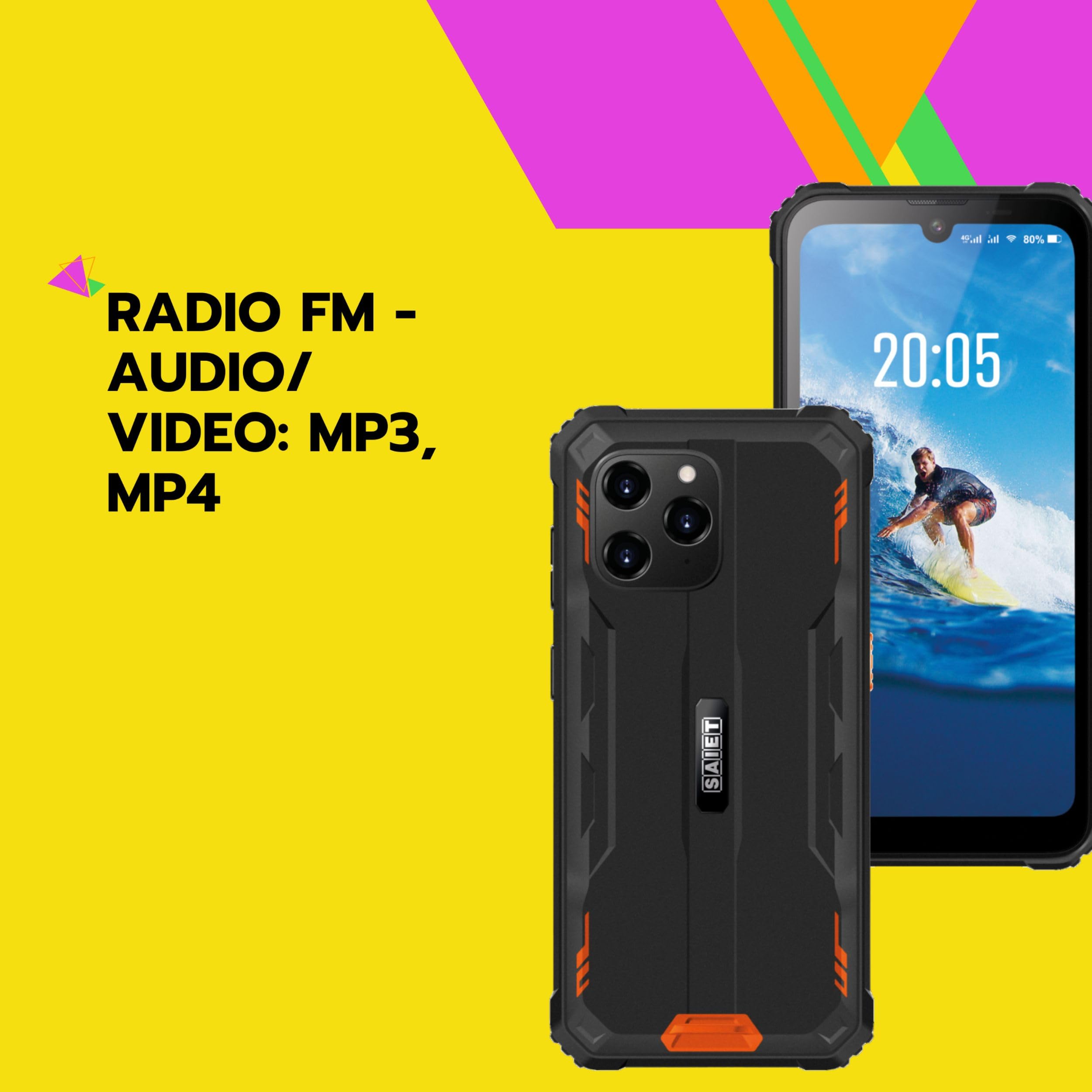 Smartphone Rugged 4G Android 13, Impermeabile IP68 e IP69X, Fotocamera 13MP | Telefono Indistruttibile con Display 6.1"" HD, NFC, Batteria 6580mAh e Power Bank Integrato, – Sicuro Smart STS602 SAIET