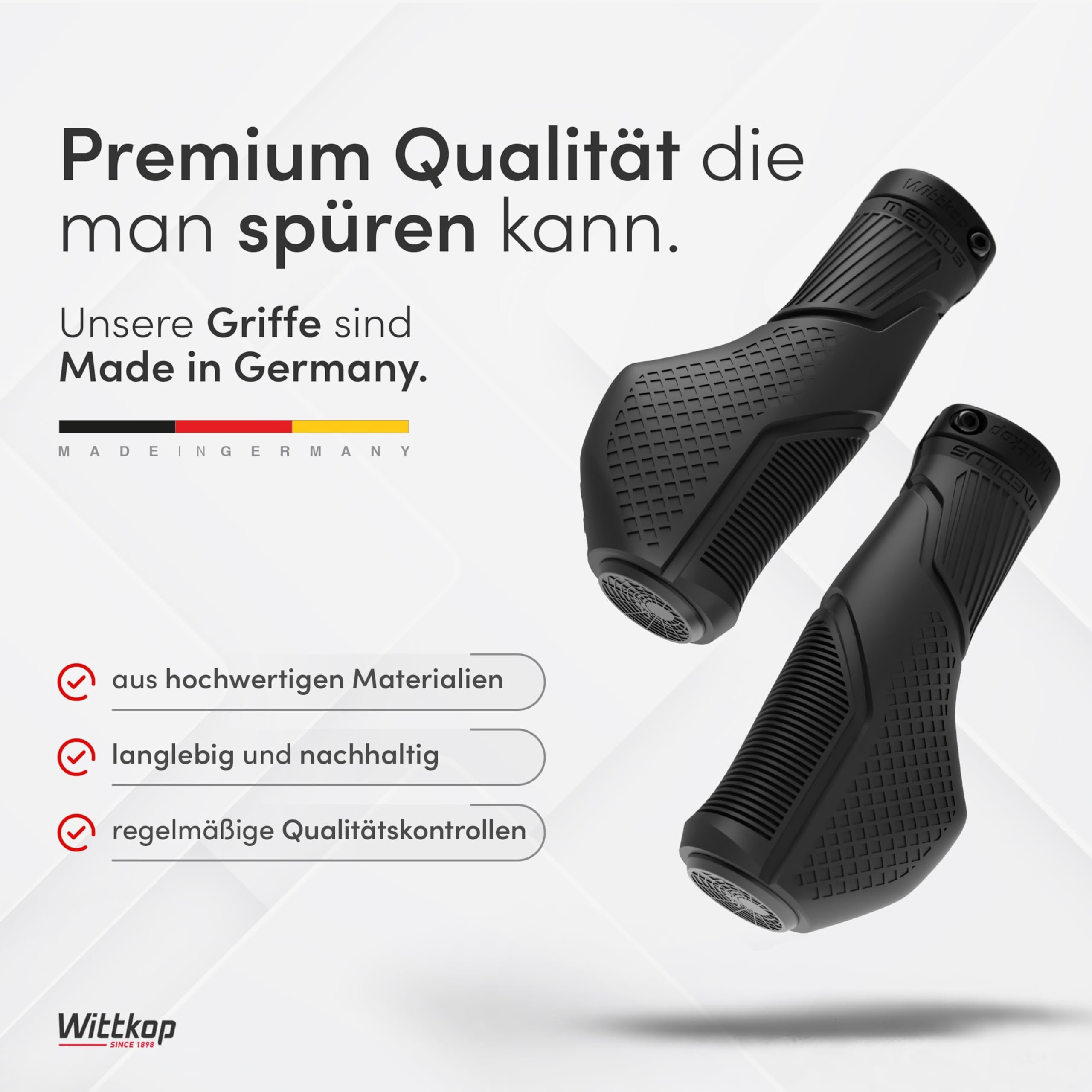 Wittkop Fahrradgriffe mit innovativem Mehr-Zonen-Design, Made in Germany I ergonomisches Design mit Anti-Rutsch Effekt inkl. Komfort- & EFC-Zonen für optimierten Grip & Komfort I Fahrradgriffe Lenker