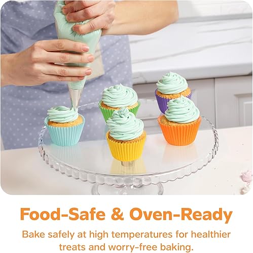 Miniatura 10 de Comfy Package, 500 piezas Revestimientos Kraft para cupcakes de tamaño estándar, grado alimenticio y a prueba de grasa, tazas para hornear