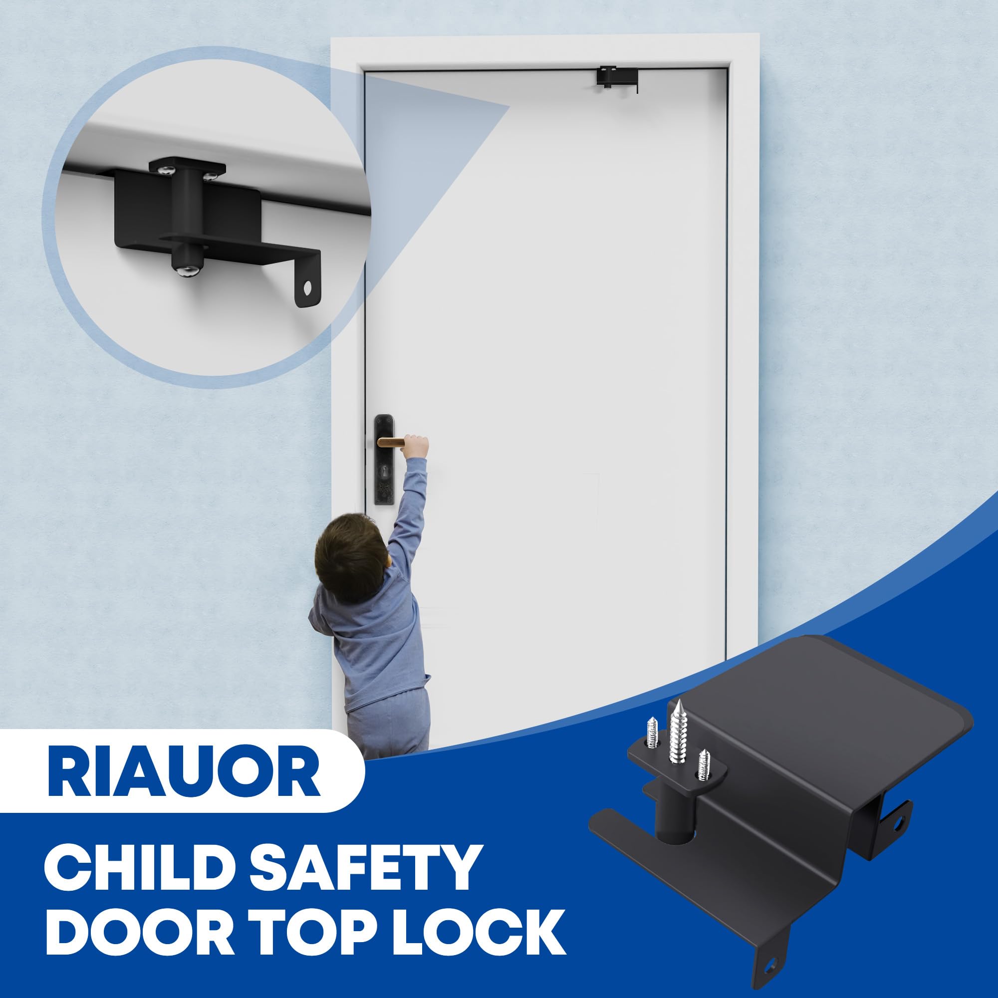 Cerradura superior de puerta de seguridad para niños, cerradura superior ajustable a prueba de niños basada en el grosor del marco de la puerta, cerradura de puerta superior diseñada para la