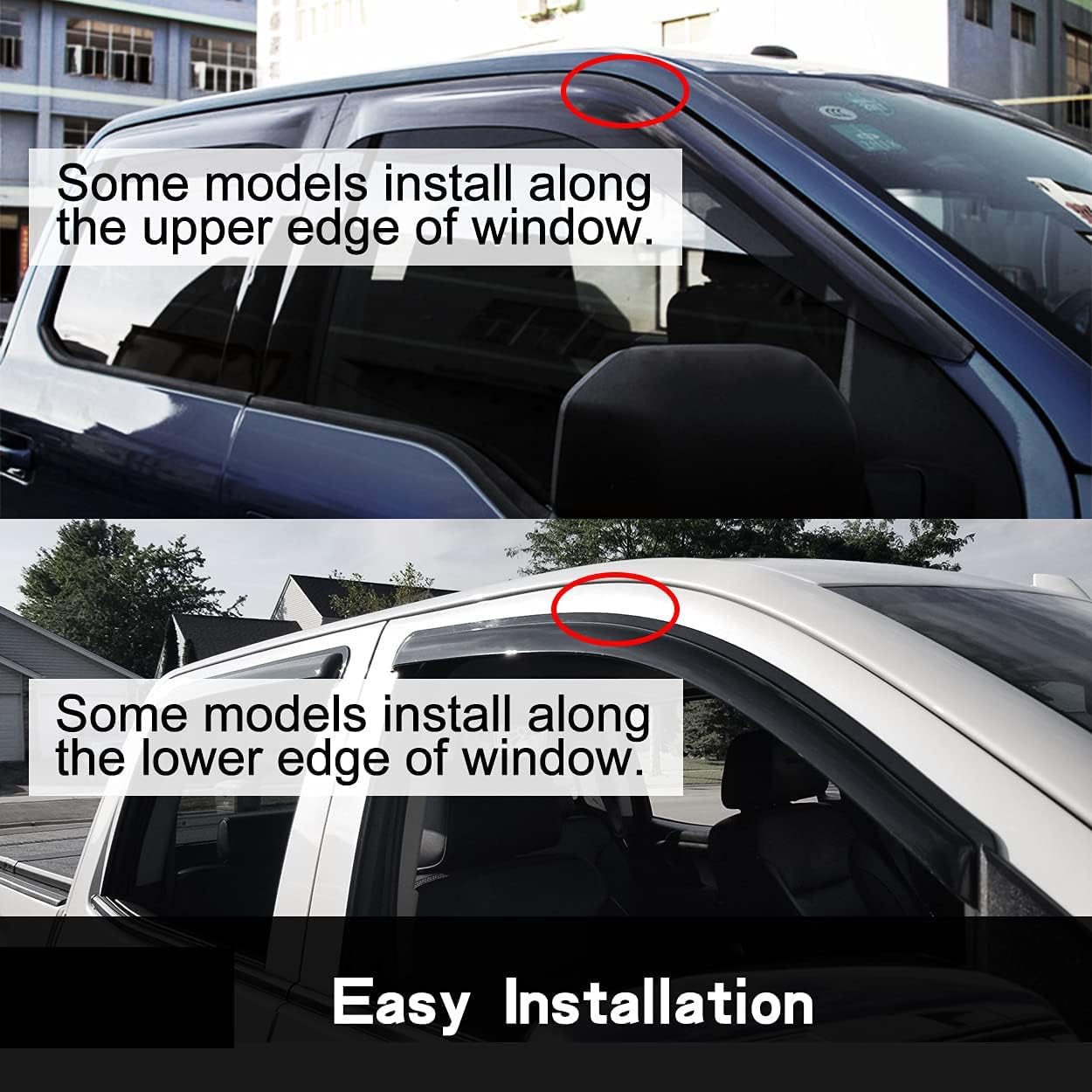 Original 4pcs Rain Guards Set, Outside Mount Window Deflectors, Tape on Side Vent Window Visors Compatible with 2005-2015 Toyota Tacoma Extended Cab (Access Cab) Pickup |TY4P07|