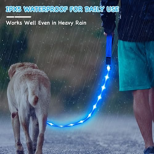 Miniatura 3 de Correa de perro iluminada de 4 pies con collar de perro LED para perros medianos, recargable, parpadeante, impermeable, que brilla en la oscuridad,