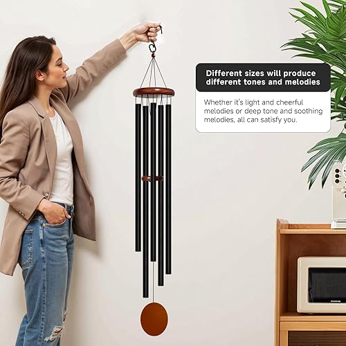 Vista 80 de Campanillas de viento grandes de aluminio de 37 pulgadas para crear un ambiente zen, adecuadas para exteriores, con atrapador de viento, adecuadas
